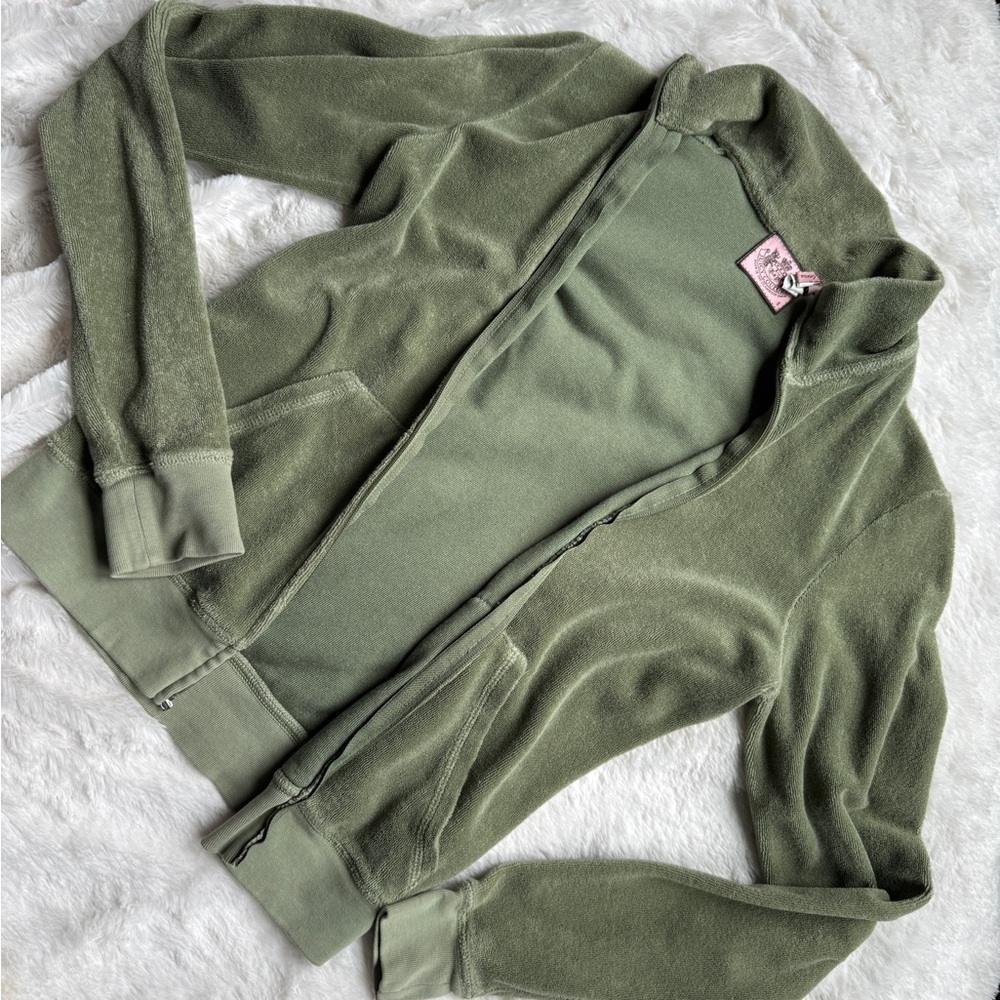 Juicy Couture Green Zip-Up Terry Cloth Track Jacket